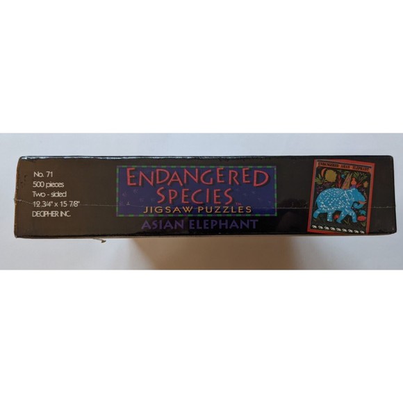 Vintage 1991 Endangered Species 2 Sided Jigsaw Puzzle Asian Elephant 500 Piece - Picture 5 of 6